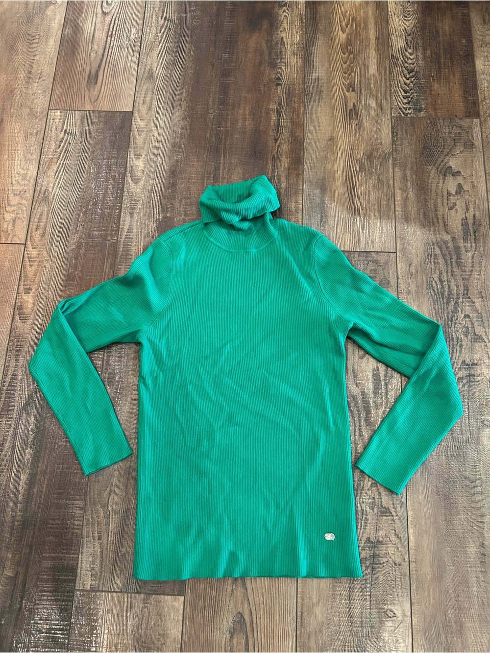 Lauren Ralph Lauren Emerald Green Ribbed Turtleneck Sweater